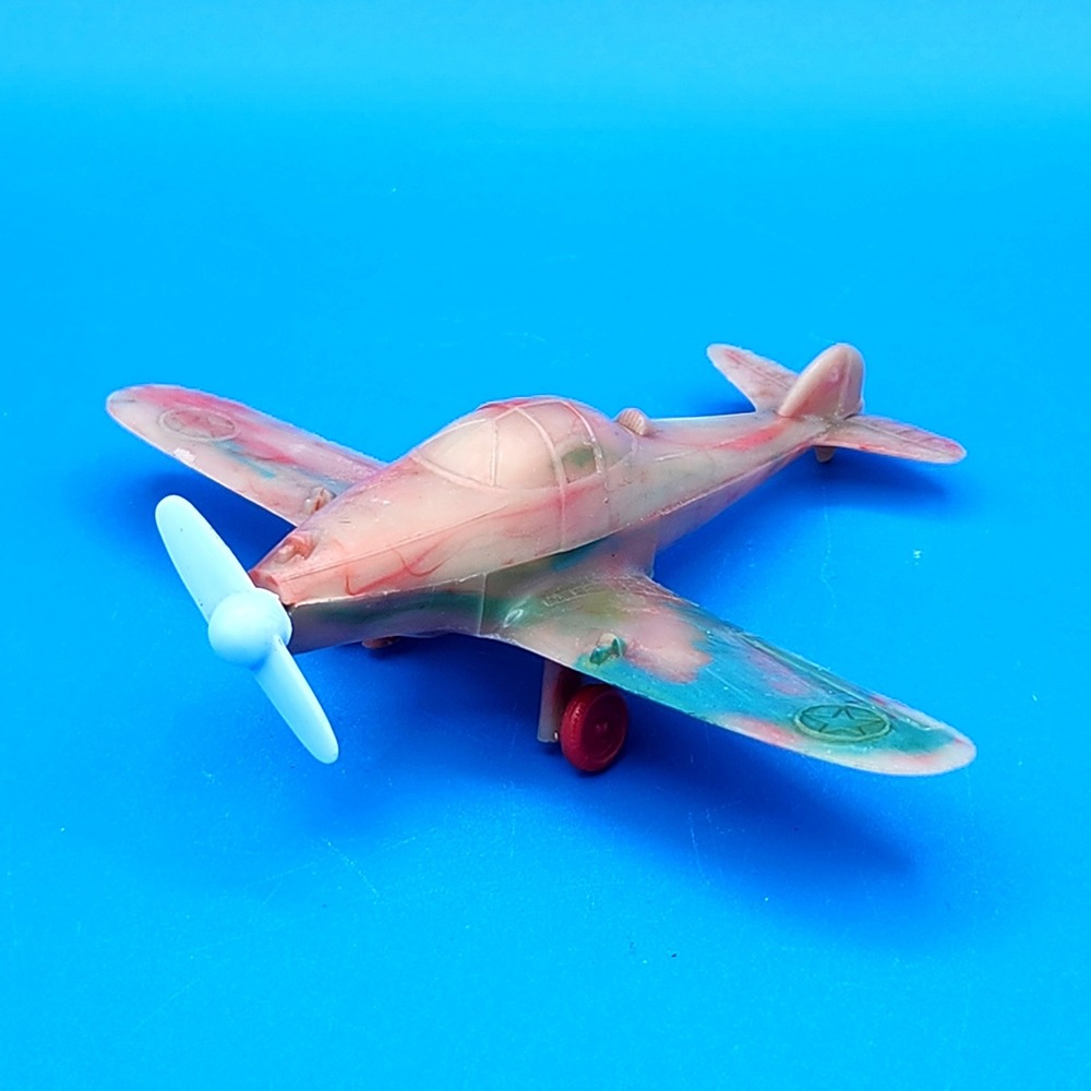 Vintage Ideal P-39 Airacobra Plastic Toy Plane Swirl Marble Made in USA